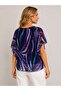 Women's Crew Neck Short Sleeve Stone Printed Floral Chiffon Summer Curve Plus Size Blouse - 3