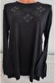 Er Clothing Summer Combed Cotton Blouse Long-Sleeve Crew Neck Stone Black - 3