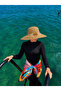 Imported High-Quality Camel Bowknot Floral Pearl Detailed Straw Hat Beach Summer Hat Sun Protection - 3