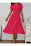 Women's Short Sleeve V-Neck Midi Lined Chiffon Dress - 2