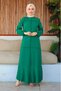 Sewn Detailed Model Dress Emerald Green - 3