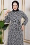 Floral Patterned Hijab Dress Black - 3
