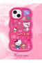 iPhone 15 Plus Compatible Case with Camera Protector Red Silicone Couple Phone Case Kitty Pattern - 2