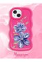 iPhone 14 Plus Compatible Case Camera Protector Red Silicone Couple Phone Case Floral Pattern - 2