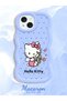 iPhone 15 Compatible Case with Camera Protector Blue Silicone Couple Phone Case Kitty Pattern - 2
