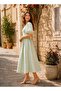 Water Green Daisy Square Neck Flared Women's Dress - 4