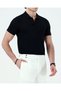 Italian Style Slim Fit Polo Collar Men's T-Shirt Black T12672 - 3