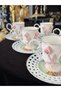 6 Person Porcelain Rose Detail Capodi̇monte Pink Color Standing Coffee Cup Set 90 ml - 2