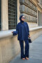 Women's Shirt and Elastic Waist Tie Set Navy Blue - 3