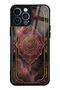 iPhone 13 Pro Max Glossy Phone Case with Rosewood Ottoman Medallion Design