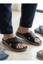 Men's Cross-Strapped Velcro Black Comfortable Sole Daily Slippers - 4