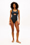 Women's Cut Out Op Print Black Swimsuit - 4
