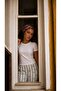 100% Cotton Combed Cotton Pajama Set Short Sleeve T-Shirt and Patterned Pajama Bottoms - 6