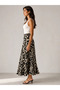Plus Size Baroque Patterned Viscose Midi Skirt High Waist Flowy Relaxed Fit Casual Stylish Skirt - 2