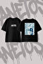 Sza Saturn Design Back Printed Cotton Black Oversize T-Shirt