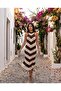 Summer Zigzag Patterned Skirt End Tasseled Knit Dress Si, Beach Dress - 3