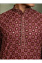 Mens Maroon Embellished Cotton Kurta Set - 6