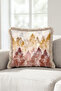 Forest Pine Scenic Fringed Pillowcase - Watercolor Nature Rustic Burgundy Cream Tassel Throw Pillow Cover - 3