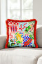 Mediterranean Vegetable Fruit Collage Fringed Pillowcase - Retro Gourmet Eclectic Burgundy Tassel Throw Pillow Cover - 5