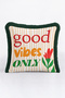 Good Vibes Only Floral Fringe Pillowcase - Retro Botanical Green Black Tassel Throw Pillow Cover - 2