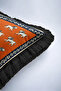 Exotic Lion Figured Safari Fringed Pillowcase - Ethnic Orange Navy Blue Tassel Throw Pillow Cover - 8