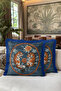 Tiger Design Exotic Floral Fringe Pillowcase - Jungle Bohemian Navy Blue Tassel Throw Pillow Cover - 4