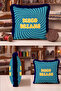 Retro Disco Dreams Fringed Pillowcase - Energetic Pop Art Turquoise Navy Blue Tassel Throw Pillow Cover - 4