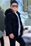 Boys' Hooded Printed Reflective Detailed Nova Fabric Winter Inflatable Coat Km4017 - 6