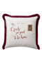 Vintage Postcard Written Fringed Pillowcase - Nostalgic Retro Burgundy Tassel Throw Pillow Cover