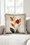 Elegant Botanical Fringed Pillowcase with Abstract Floral Pattern - Natural Floral Mink Tassel Throw Pillow Cover - 3