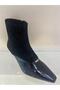 Genuine Leather Suede Patent Leather Zippered Boots Women's Shoes - 4