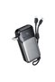 PB796 10000mAh Multifunctional Power Bank with Built-in Type-C and Lightning Cables, AC Plug,