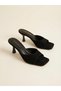 Prime Wooden Heel Detailed Square Toe Single Strap Summer Sandals Women's Shoes - 3