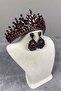 Pera Model Bridal Henna Crown and Drop Stone Evening Dress Earrings, Sultan Crown - 3