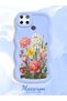 Realme C25Y Compatible Case Camera Protector Blue Silicone Couple Phone Case Floral Pattern - 2