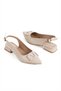 333 Beige Buckle Detailed Comfortable Women's Short Heeled Shoes - 2