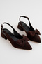Ba04608 Women's Bitter Brown Bowknot Short 4 cm Heeled Shoes - 4