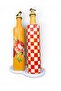 Large Size Set of 2 Glass Oil and Vinegar Bottles Set 750 ml - Handmade Red Flower and Red Checkered Patterned Set - 6
