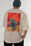 Boğa 2 Oversize Back Printed Beige T-Shirt Unisex 100% Cotton Premium Design Streetwear - 6