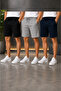Men's 3-Piece Casual Shorts Set Black Gray Navy Blue with Pockets Comfortable Cut Knee Length