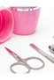 Nail care manicure pedicure set 4 pieces pink home and travel compatible - 4