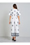 White Graphic Print V Neck Maxi Dress - 5