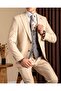 Italian Style Men's Double-Sided Jacket Vest Pants Suit Beige T20063-09