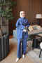 Navy Blue Cape and Buckle Triple Trouser Suit - 2