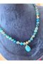 Natural Blue Agate Stone Design Necklace 8 mm 50 cm Steel Apparatus |   Handmade Women's Natural Stone Necklace - 2