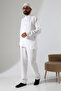 Men's Muslin Hakim Collar Shirt and Pants Two-Piece Set for Hajj and Umrah - White (Cnr) - 2