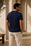 Set of 3 Men's White-Navy-Beige Slim Fit Crew Neck Basic T-Shirts - 5