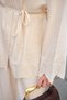 Women's Floral Embroidered Hidden Button Detail Shirt Linen Suit Cream - 5