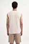 Beige Embroidered Sleeveless T-Shirt - 5