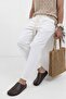 White Linen Look Elastic Waist Trousers - 5